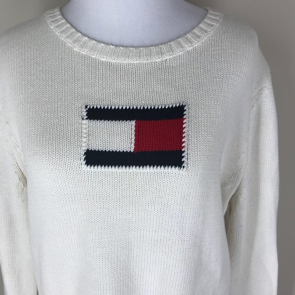 Tommy Hilfiger Sweaters Flag Logo Sweater Size L Womens Poshmark